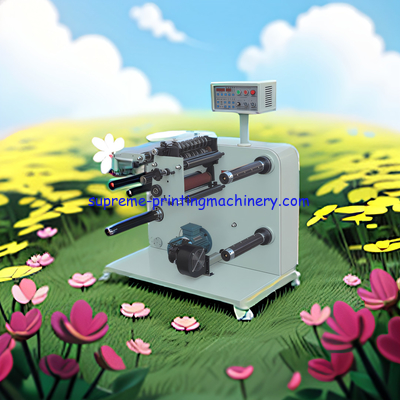 EFFICIENT HIGH SPEED LABEL SLITTING MACHINE WITH MAX REWINDING DIAMETER 500MM LENGTH SETTING AUTOMATIC STOPPING EC