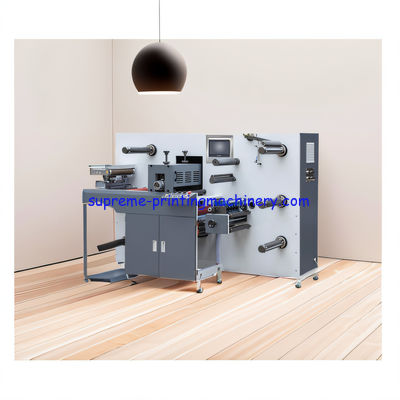 15KW INTERMITTENT ROTARY DIE CUTTING MACHINE AT 120M/MIN SLITTING SPEED MAX REWINDING DIAMETER 600MM WITH TURRET REWIND