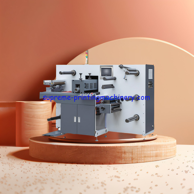 INTERMITTENT SEMI ROTARY LABEL DIE CUTTING WITH TURRET SLITTING AND REWINDING MACHINE SNOWBALL WASTE REWIND ECONOMICAL