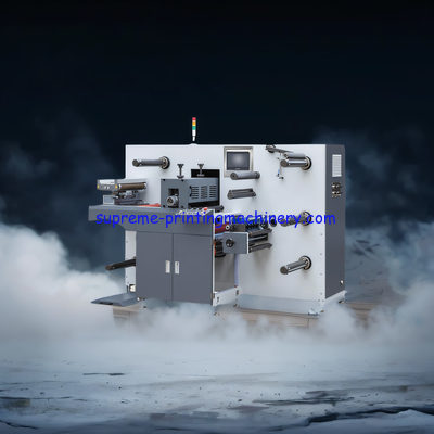 HIGH-SPEED ADHESIVE LABEL PAPER PROCESS MACHINERY 12KW POWER 650MM REWINDING DIAMETER SEMI-ROTARY DIE CUTTING MACHINERY
