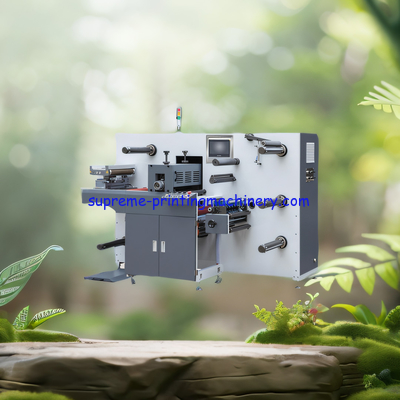 SEMI ROTRAY INTERMITTENT DIE CUTTING SNOWBALL TYPE WASTE REWINDING DEVICE WITH SLITTING STATION TURRET REWINDING OPTION