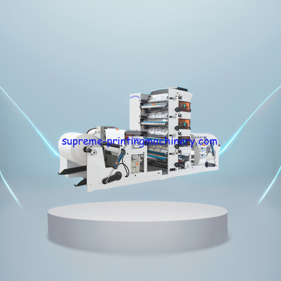 4 color 750 850mm flexo printing machine Slitting station surface rewinding 1 knife Air shaft 2 inch 300mm rewinder
