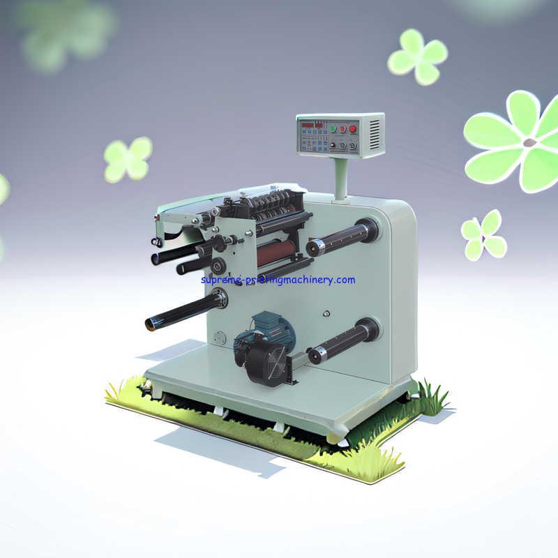 EFFICIENT HIGH SPEED LABEL SLITTING MACHINE WITH MAX REWINDING DIAMETER 500MM LENGTH SETTING AUTOMATIC STOPPING EC
